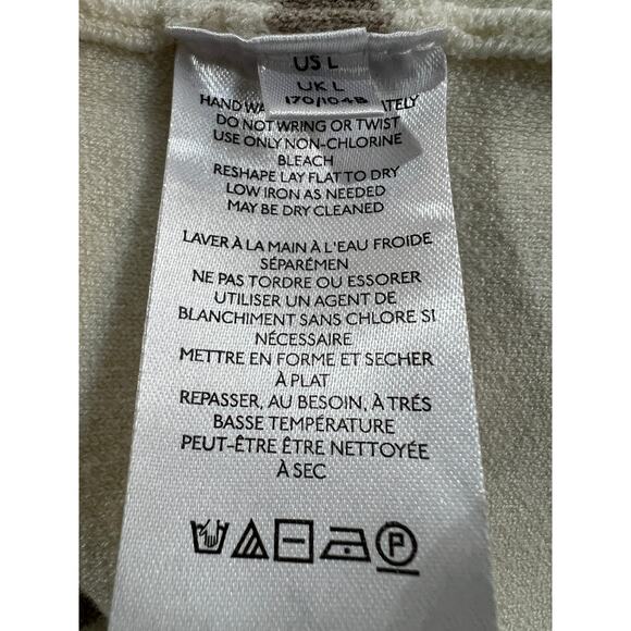 Free People Paulie Cropped Turtleneck Sweater Cream Beige Stripe  Women's Large - Picture 12 of 14